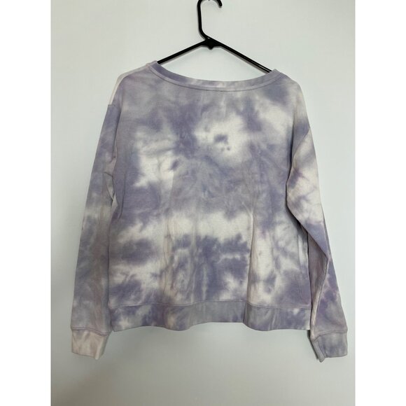 Splendid Tie-Dye Lilac & White Long Sleeve Waffle Knit Sweatshirt Cotton Blend S - Picture 7 of 8